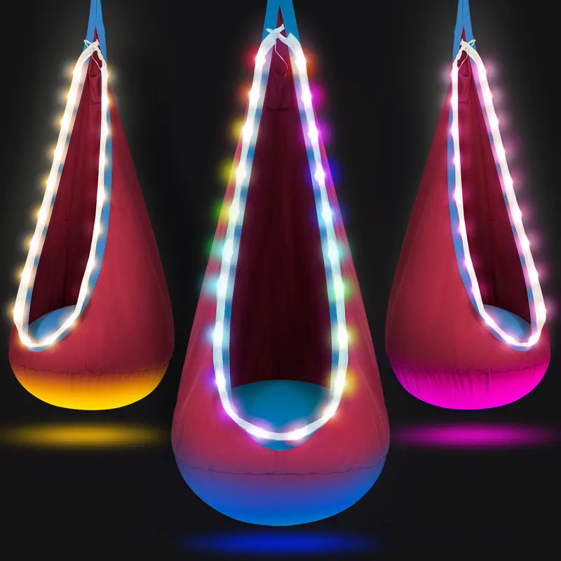 LED Pod Swing & Inflatable Pillow 🌈 – Sensory Hammock for 3+ Years