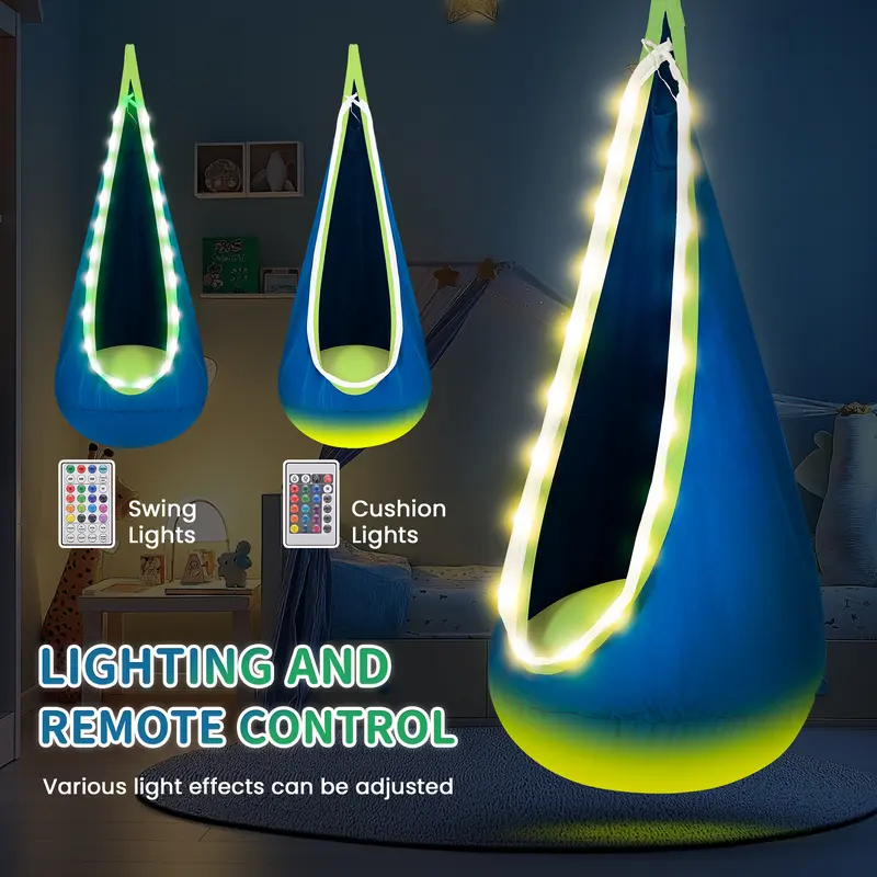 LED Pod Swing & Inflatable Pillow 🌈 – Sensory Hammock for 3+ Years