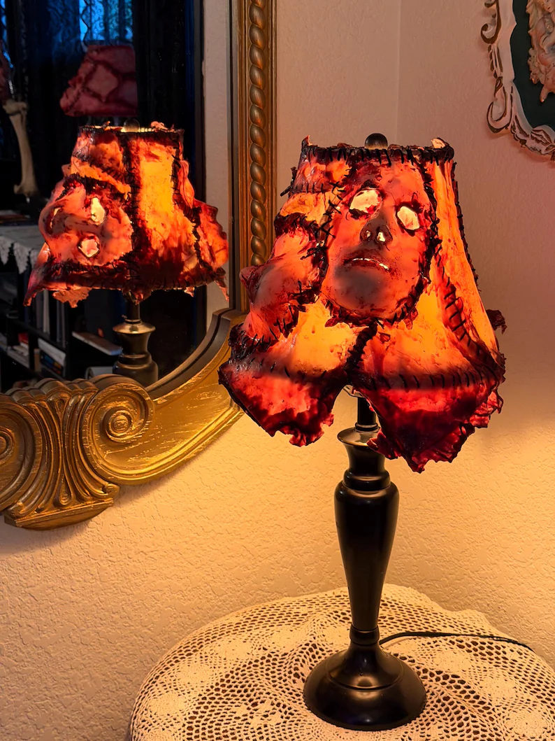 👤 Large Human Face Skin Texture Lamp | Creepy Horror Decor Light