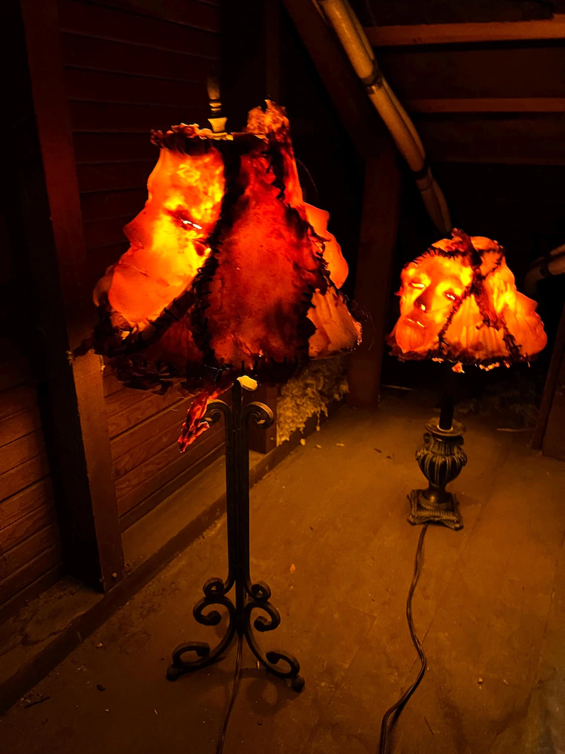 👤 Large Human Face Skin Texture Lamp | Creepy Horror Decor Light