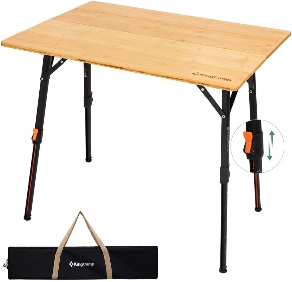 🌿 Bamboo Folding Table – Natural Finish, Portable & Stable for Camping & RV