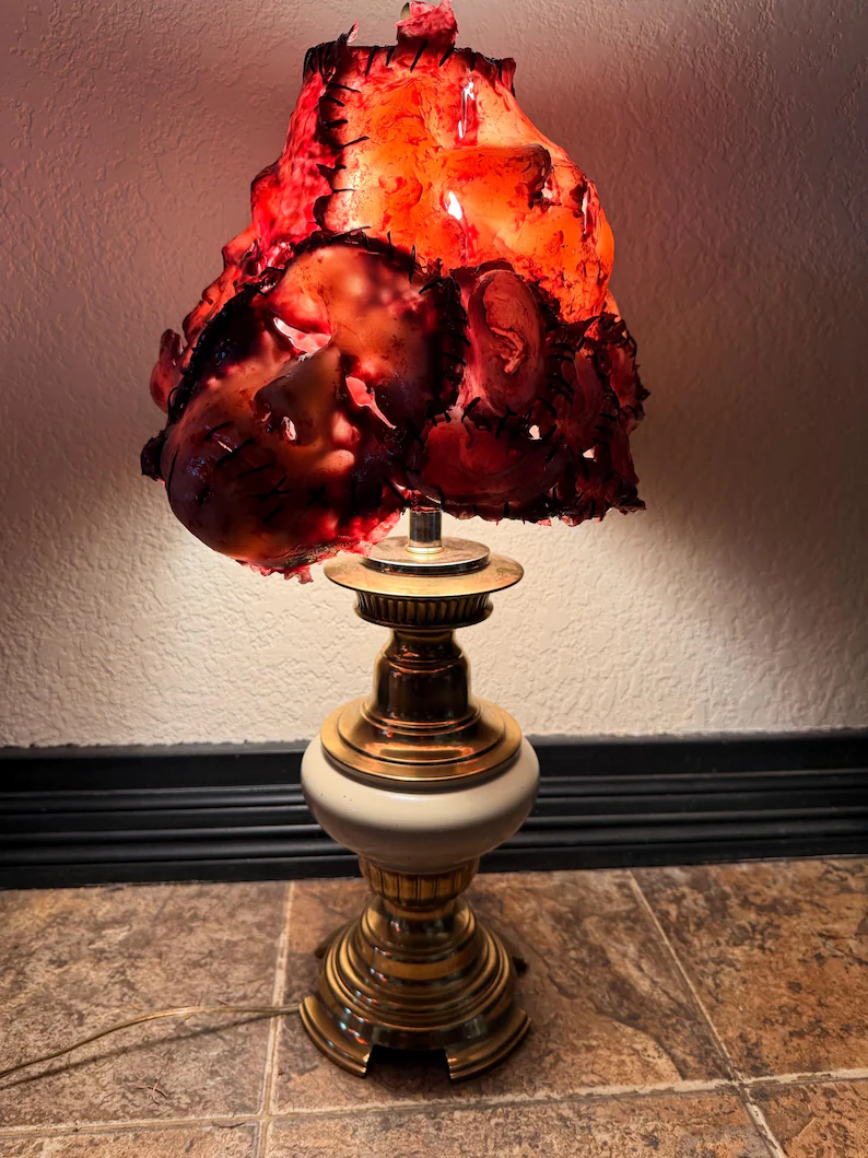 👤 Large Human Face Skin Texture Lamp | Creepy Horror Decor Light