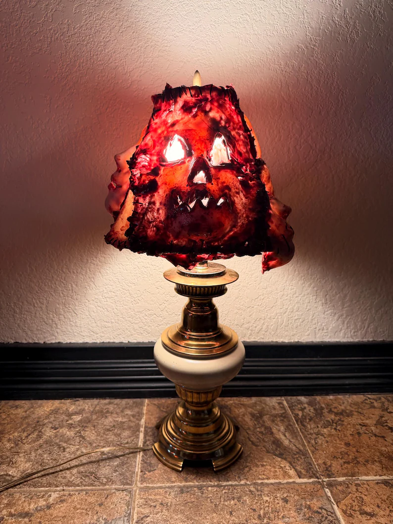 👤 Large Human Face Skin Texture Lamp | Creepy Horror Decor Light