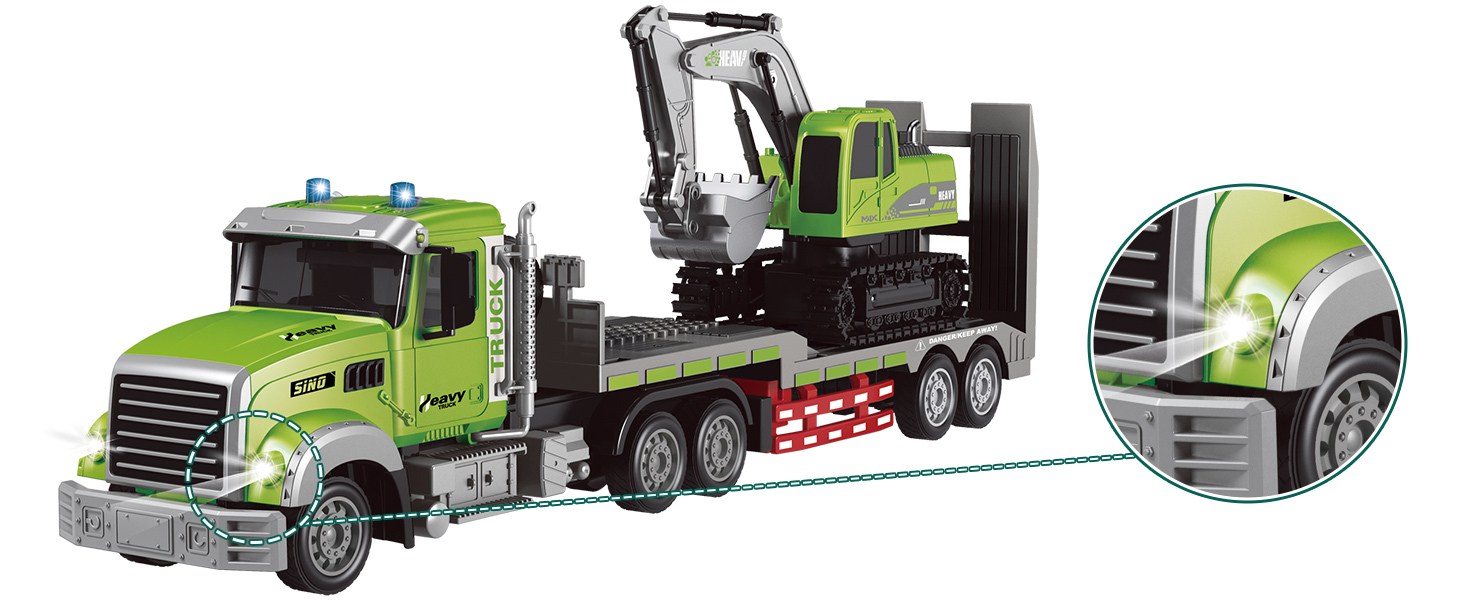 RC Semi Truck &amp; Excavator Toy Set