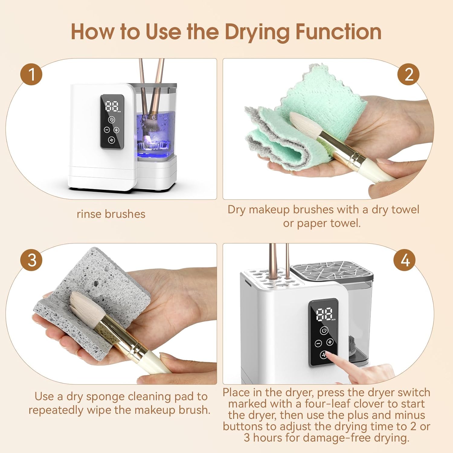 ✨ 5-in-1 Electric Makeup Brush Cleaner & Dryer – Fast, Deep Clean & Quiet Drying for All Brush Sizes 🖌️💨