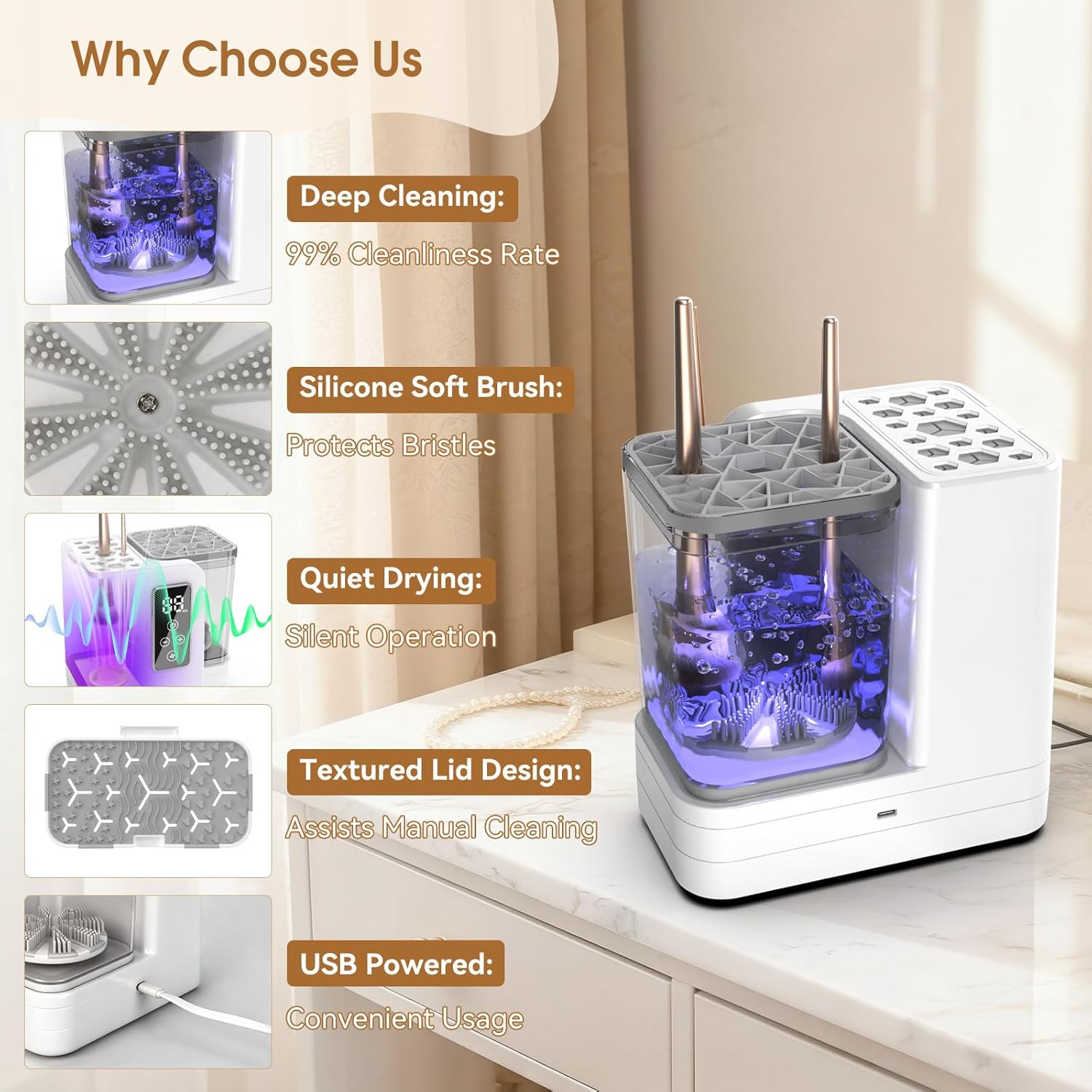 ✨ 5-in-1 Electric Makeup Brush Cleaner & Dryer – Fast, Deep Clean & Quiet Drying for All Brush Sizes 🖌️💨