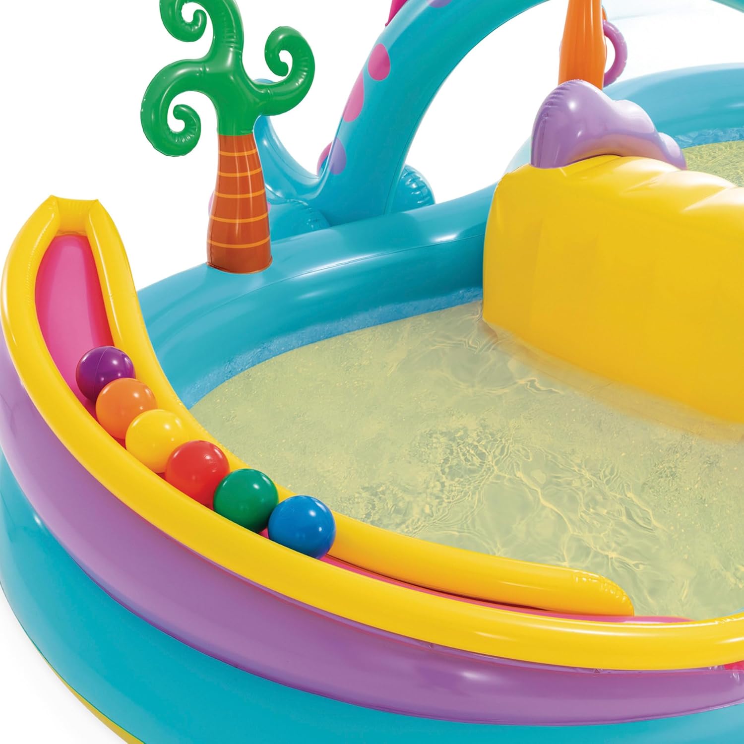 🦖 Dinosaur Inflatable Pool & Slide Set – Toddler Water Play Center with Volcano Toss & 6 Play Balls 🏀🌋