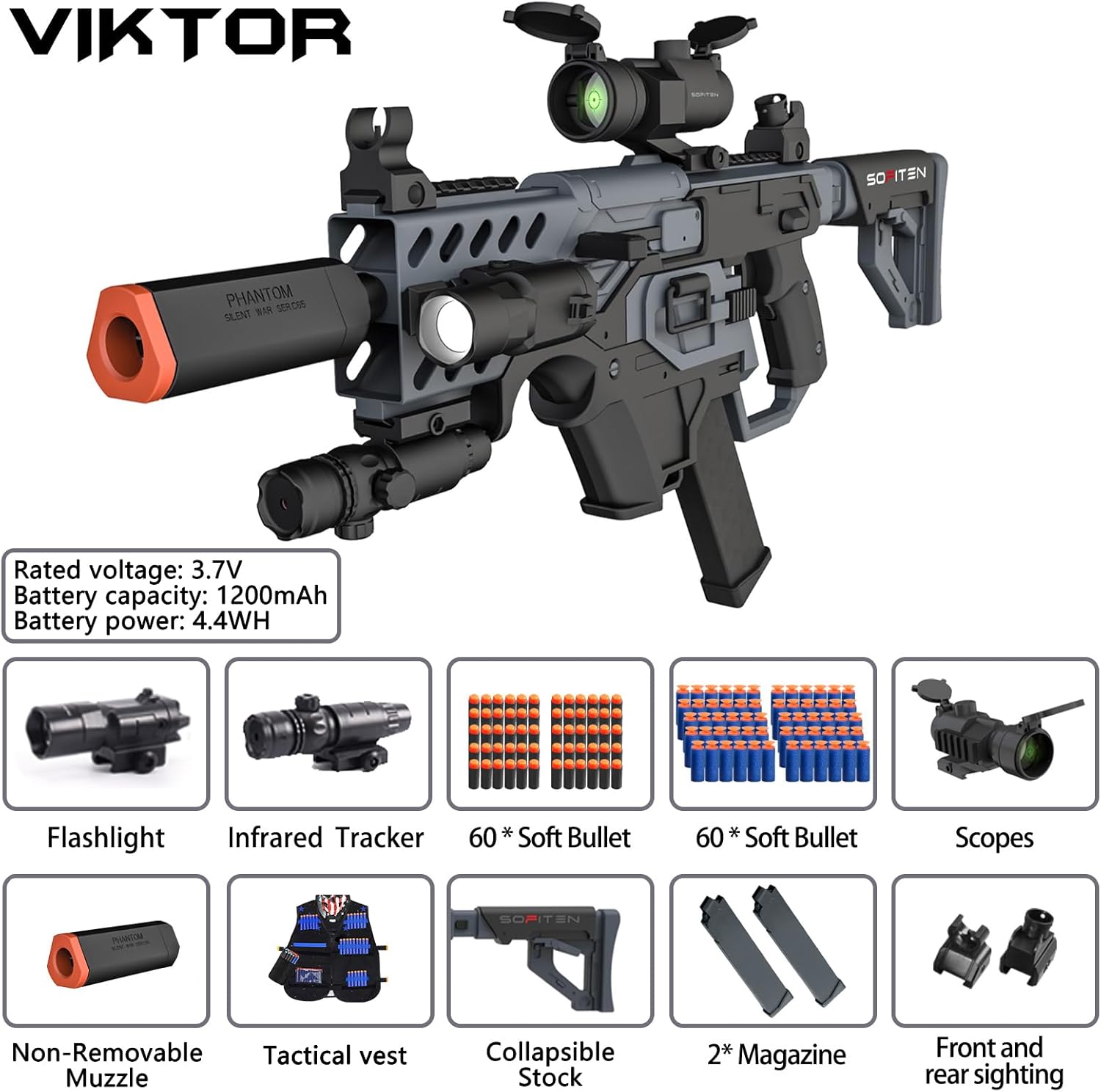 🔫 Automatic Sniper Rifle & Tactical Vest Kit 🎯 | 120 Foam Darts, Scope & Flashlight | Outdoor Blaster Gift for Kids 8+ 🎁