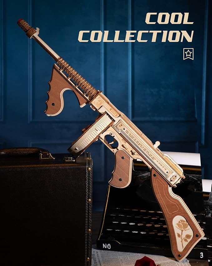 🔫 275PCS DIY Wooden 3D Puzzle Kit | Fully Functional Rubber Band Shooting Model