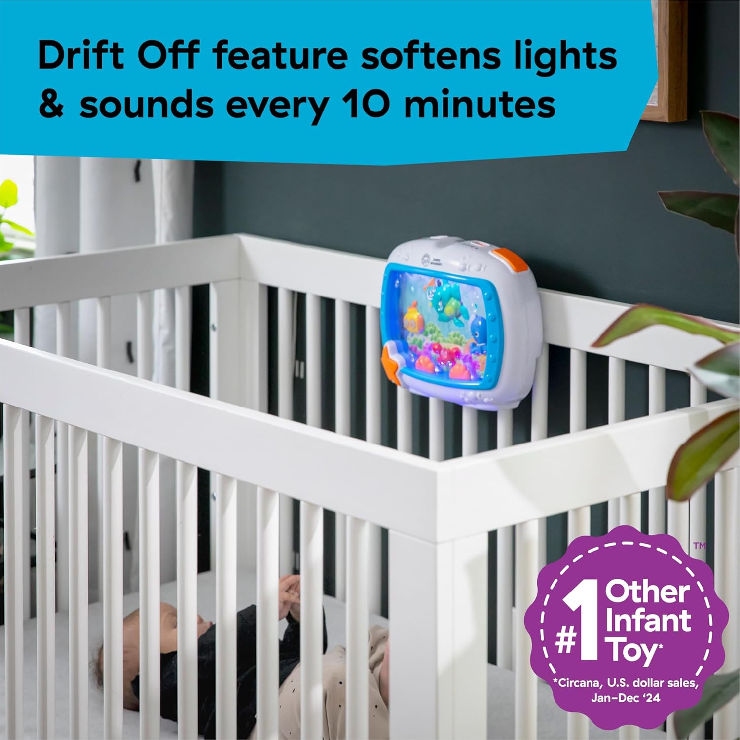 🎵 Newborn Essentials Crib Soother – 4-in-1 Sound Machine, Nightlight & Motion Toy with Remote