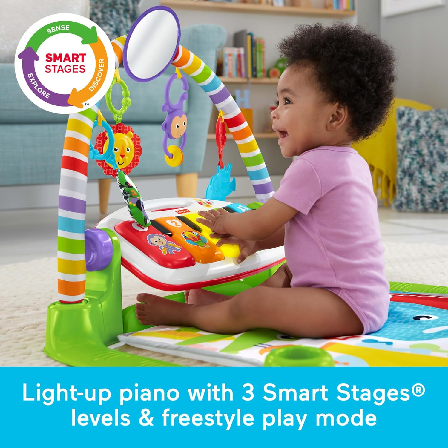 👶 The Ultimate 4-in-1 Baby Playmat & Piano Gym 🎹 Includes 2 Soft Rattles & 5 Sensory Toys for Newborns+