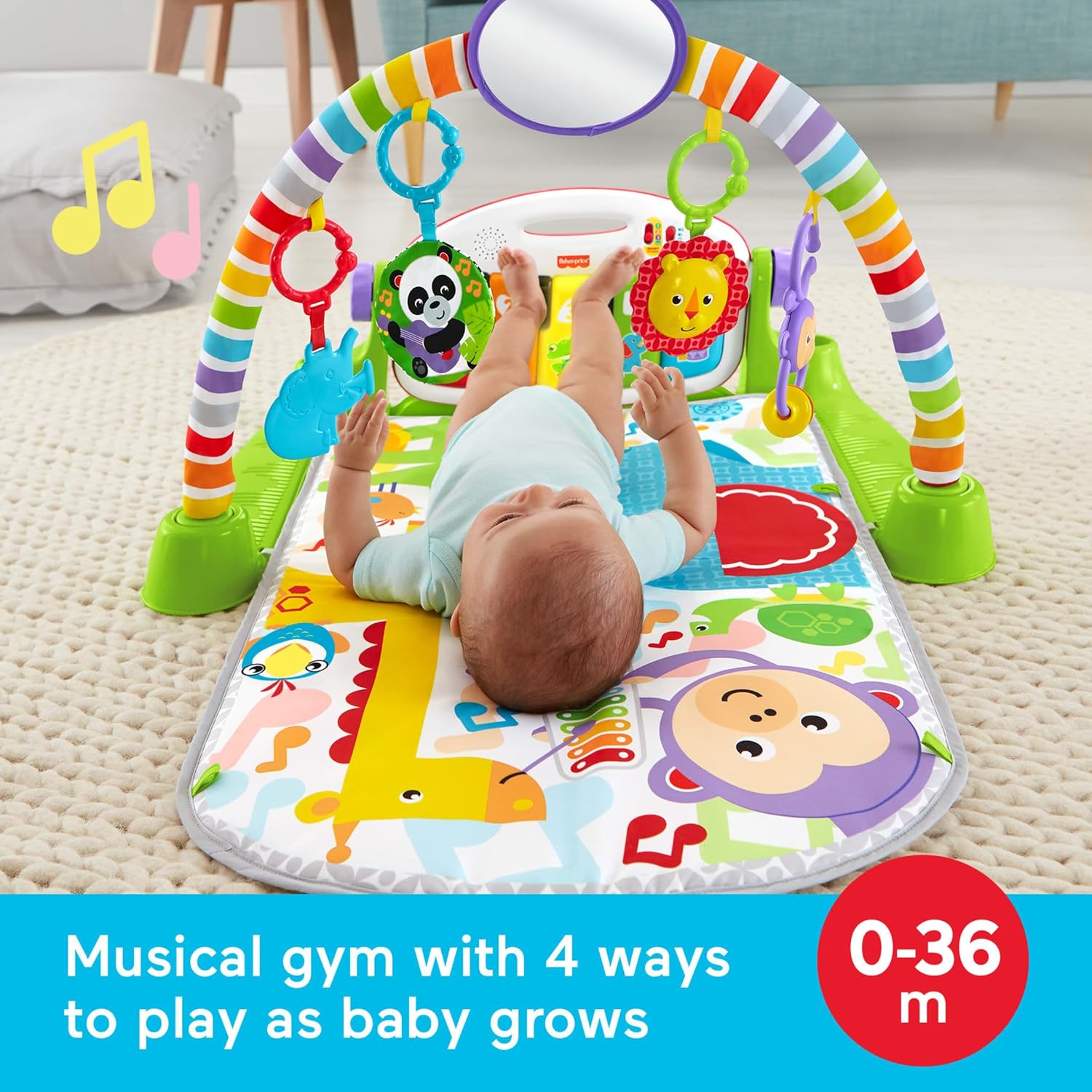 👶 The Ultimate 4-in-1 Baby Playmat & Piano Gym 🎹 Includes 2 Soft Rattles & 5 Sensory Toys for Newborns+