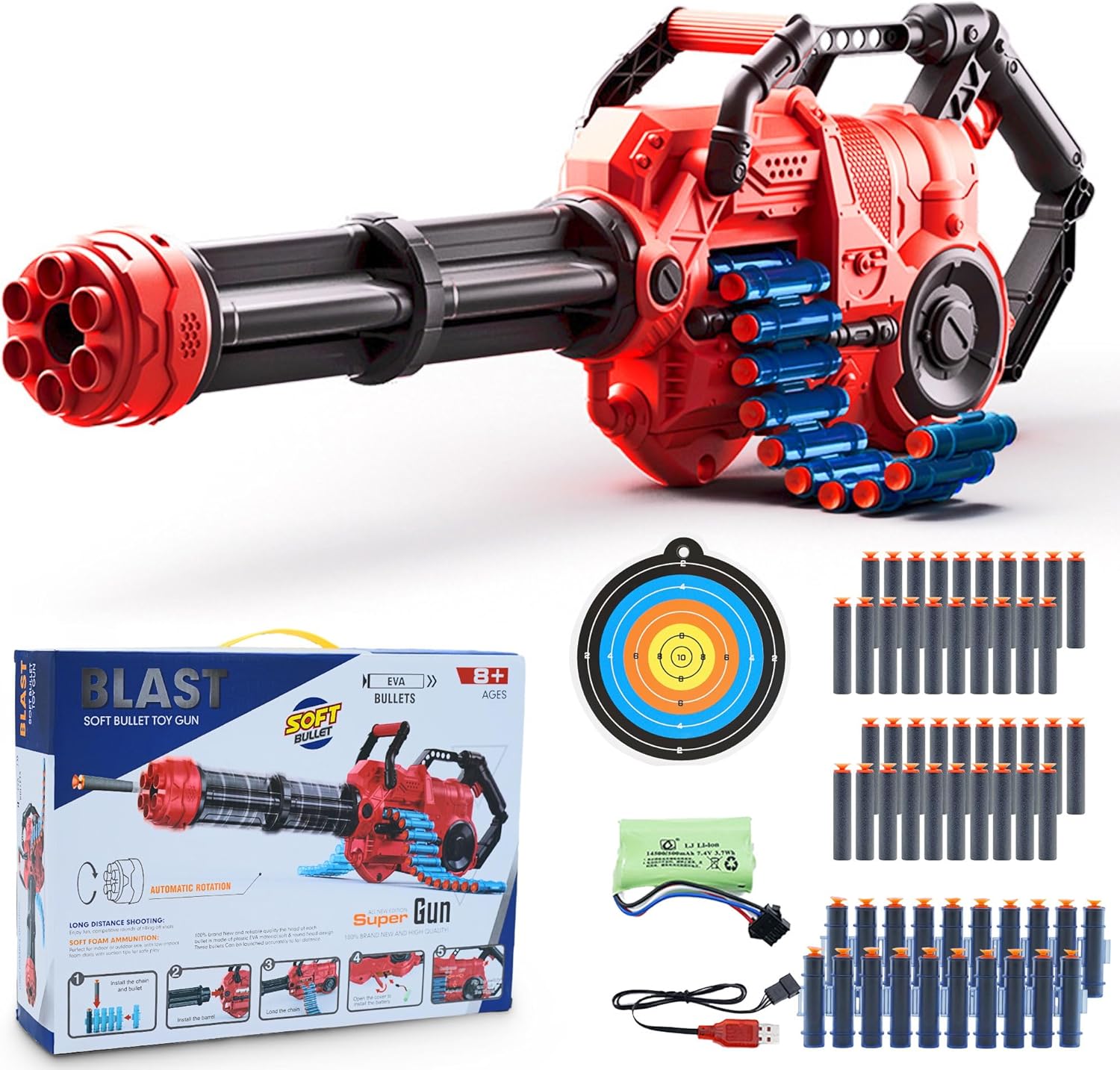 ⚡ 40-Dart Foam Blaster with Auto-Rotating Barrel – Rapid Fire Toy Gun for Kids 🔫