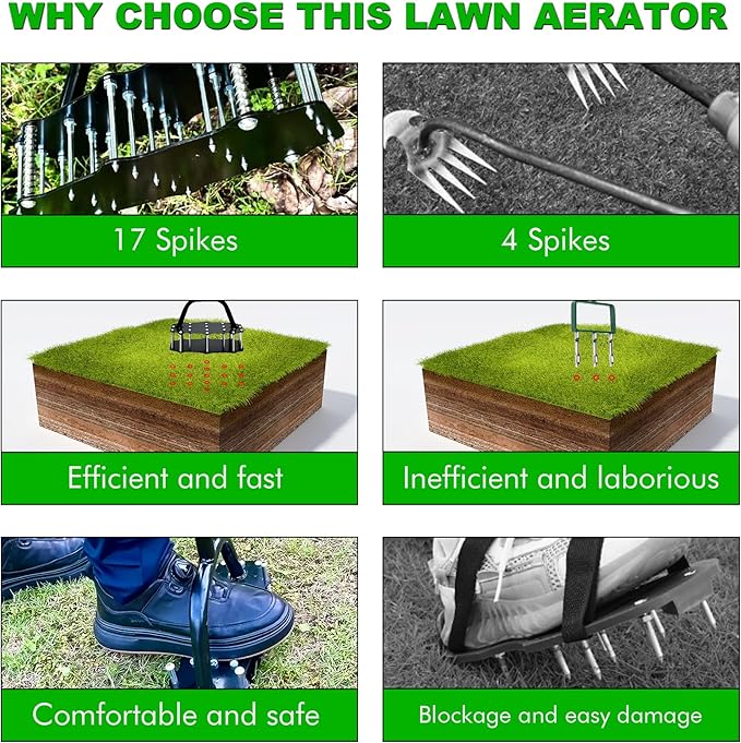 💪 Manual Lawn Aerator with Dual-Spring Action – Healthier Grass, Less Effort