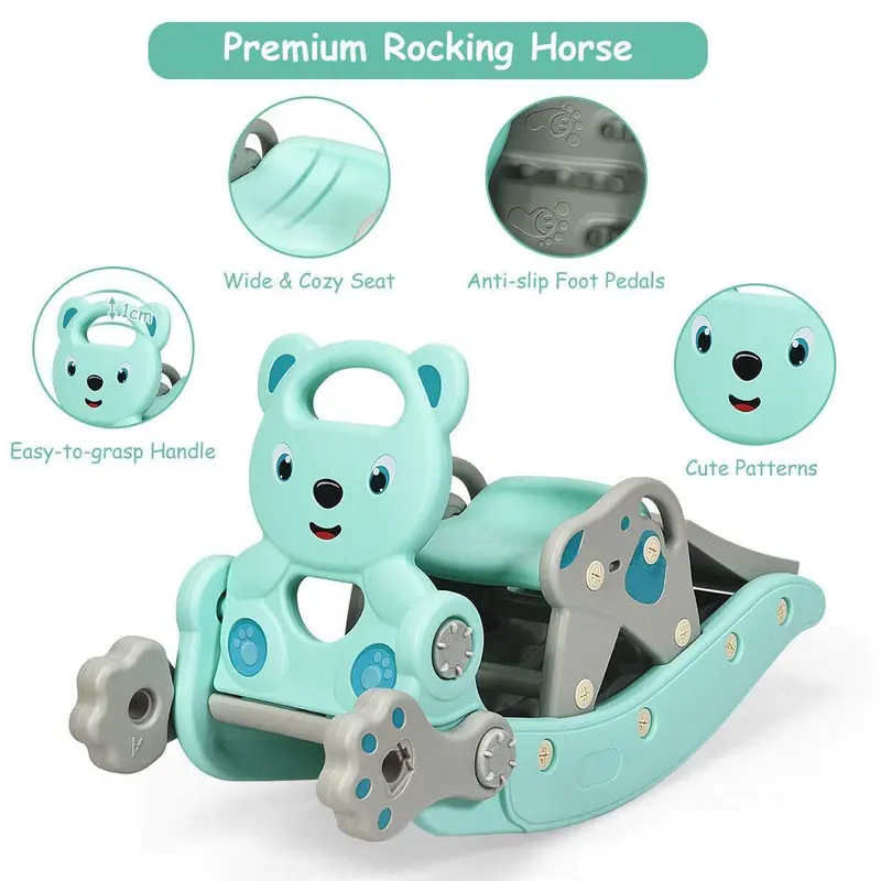 3-in-1 Toddler Rocking Horse, Slide & Basketball Hoop Playset 🏀🐴 Indoor & Outdoor Active Play for Little Ones