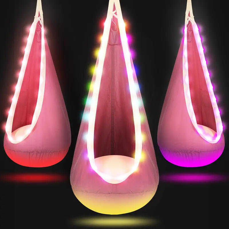 LED Pod Swing & Inflatable Pillow 🌈 – Sensory Hammock for 3+ Years