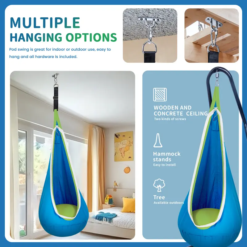 LED Pod Swing & Inflatable Pillow 🌈 – Sensory Hammock for 3+ Years