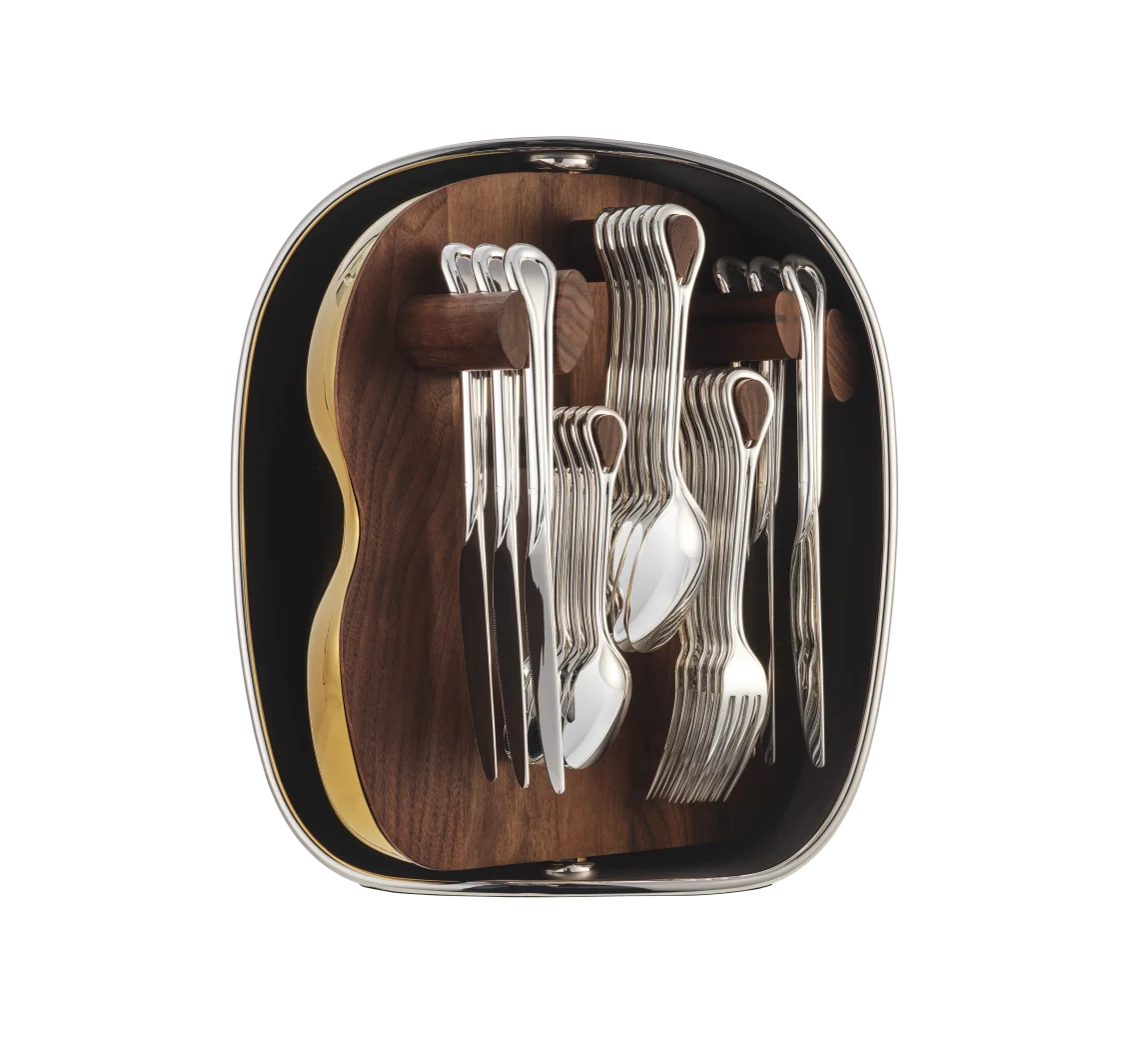 Luxury 24-Piece Carousel Flatware Set 🍴🎁 – Gold & Silver Plated Cutlery in Wooden Box