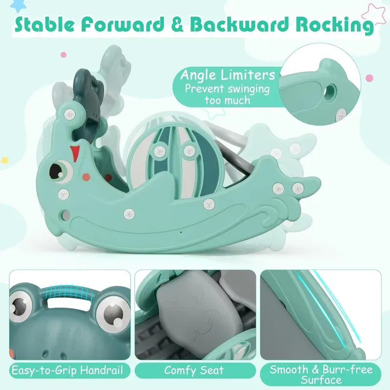 3-in-1 Toddler Rocking Horse, Slide & Basketball Hoop Playset 🏀🐴 Indoor & Outdoor Active Play for Little Ones