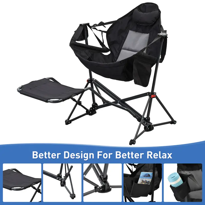🪑✨ 3-in-1 Swing Rocker Lounger – Heavy-Duty Hammock Chair with Footrest
