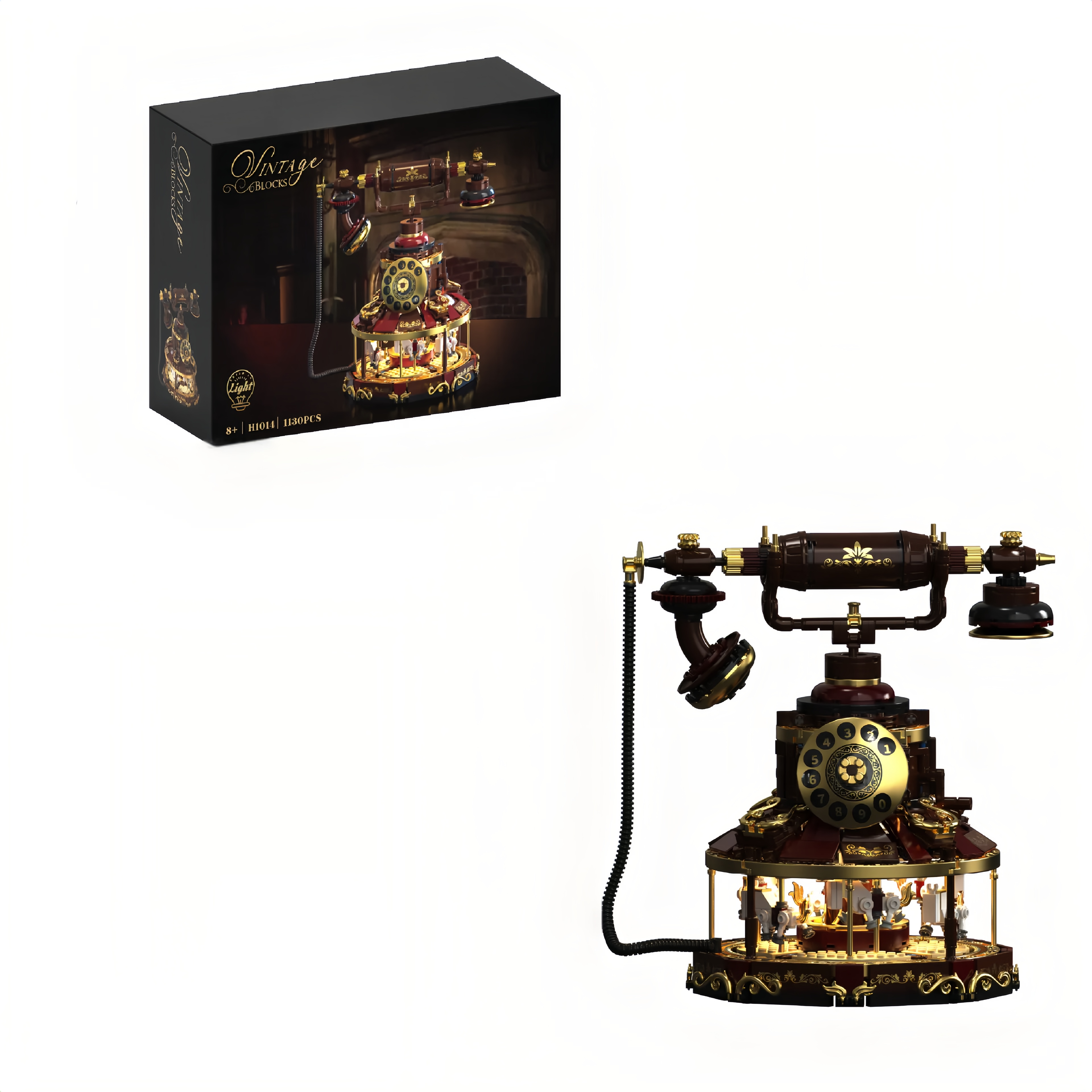 Vintage European Telephone Carousel Building Blocks – Kids Educational DIY Toy