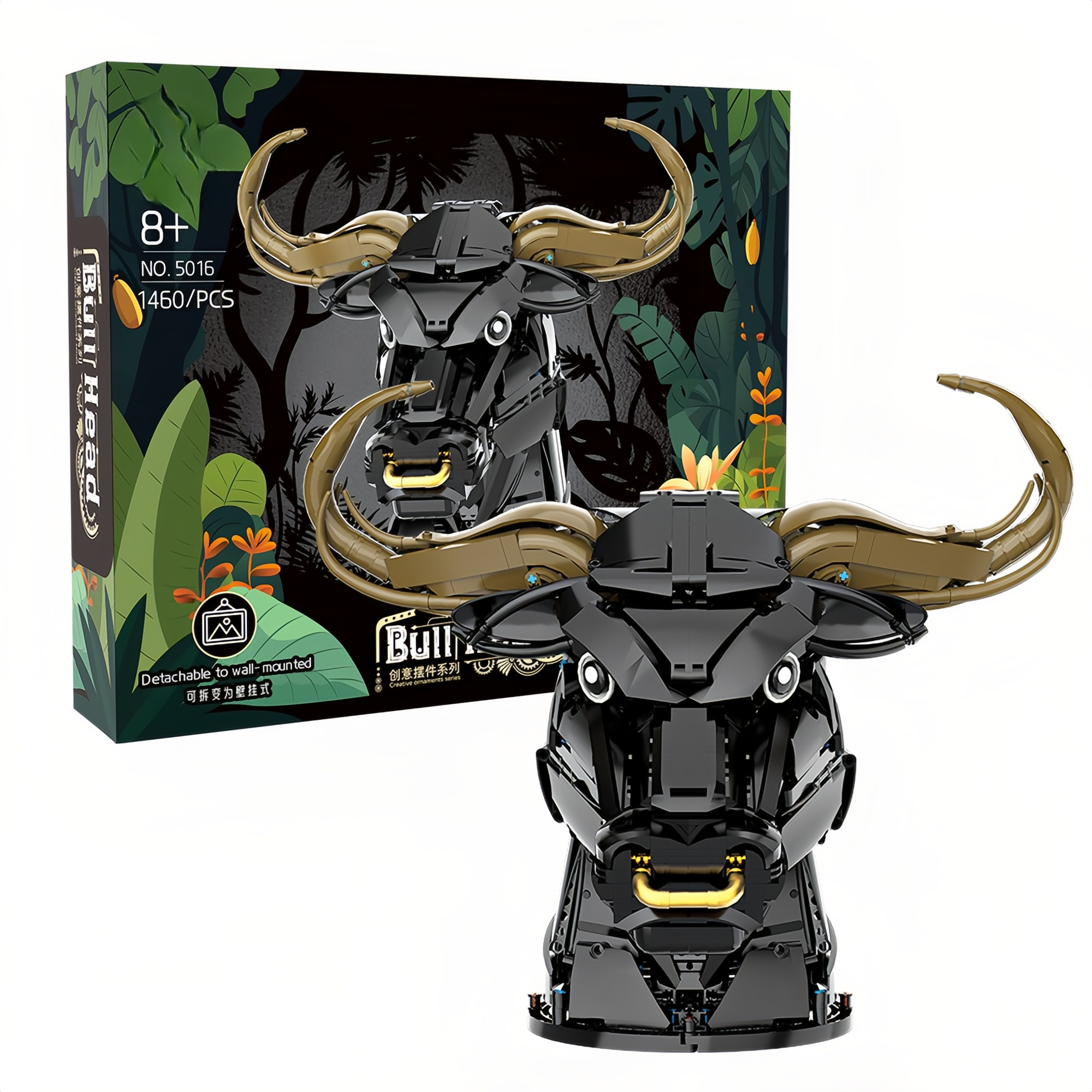 Bull Head Building Blocks Wall Decor – Creative Animal Model Kit