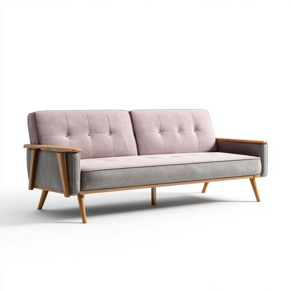 Divano a due posti 180x80x75 cm – Grigio/Rosa – Design Scandinavo