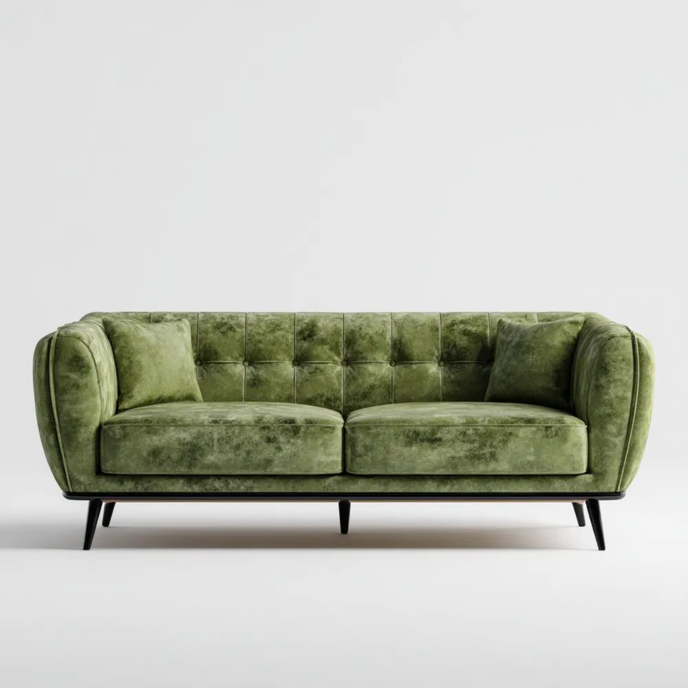 Divano a due posti in velluto 180x85x75 cm - Verde - Design contemporaneo
