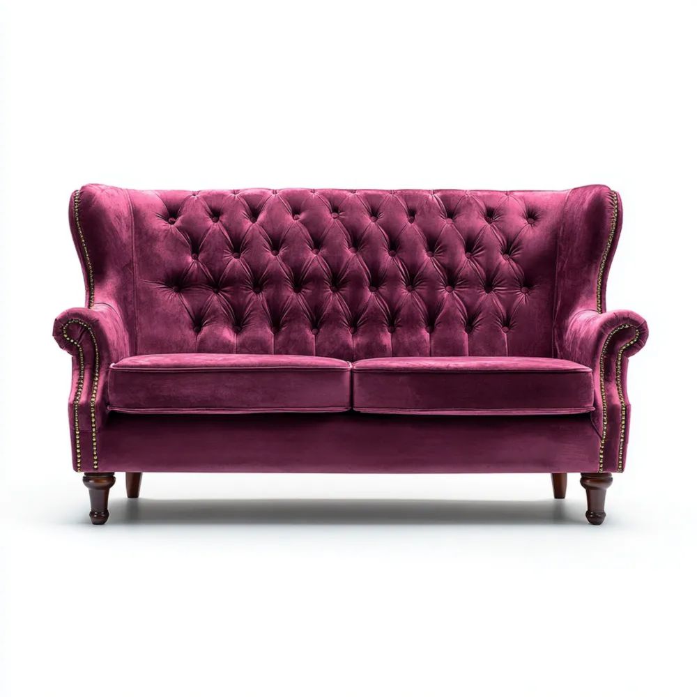 Divano a due posti in velluto 150x85x95 cm - Viola - Design classico