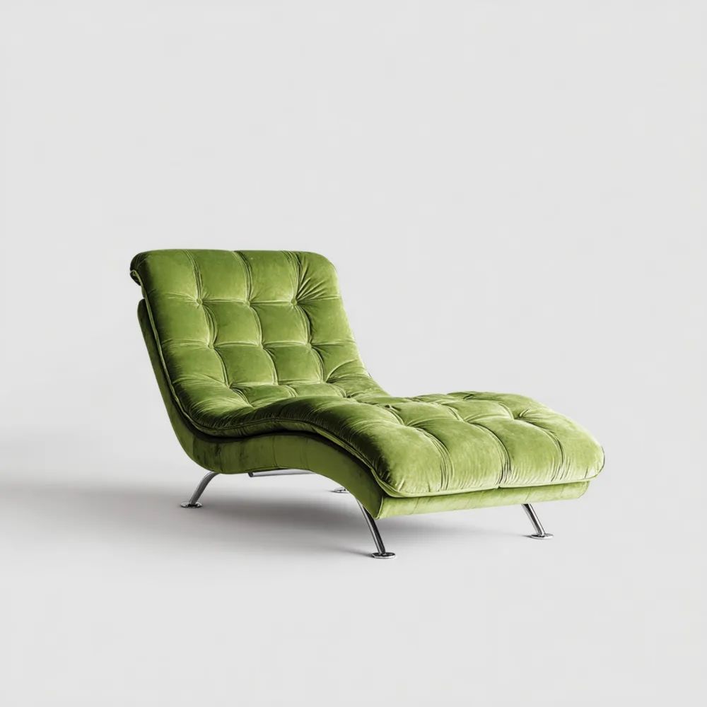 Chaise Longue in Velluto 160x70x80 cm - Verde - Design Moderno