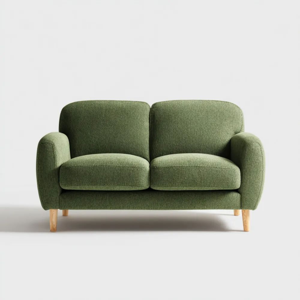 Divano a due posti 140x80x85 cm - Tessuto Verde Oliva - Design Moderno