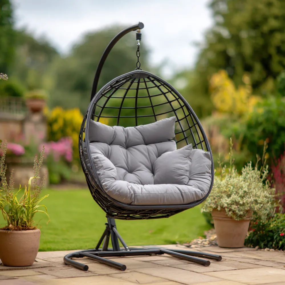 Sedia sospesa da giardino 95x105x190 cm in metallo Grigio Scuro