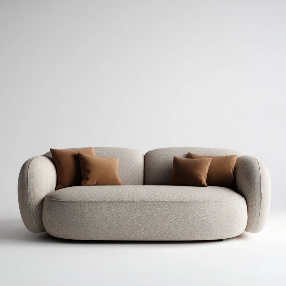 Divano a due posti in tessuto confortevole 210x95x75 cm – Beige – Design Moderno