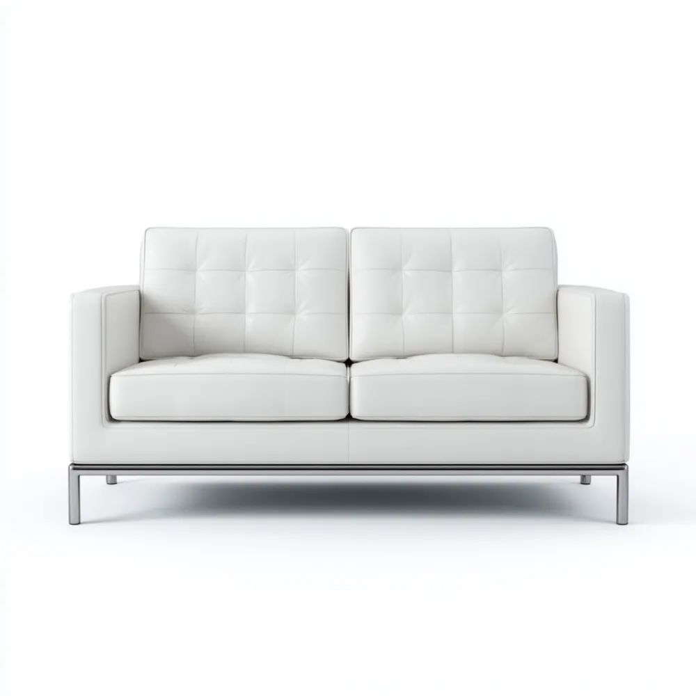 Divano a due posti in pelle Bianco 150x85x80 cm - Design moderno