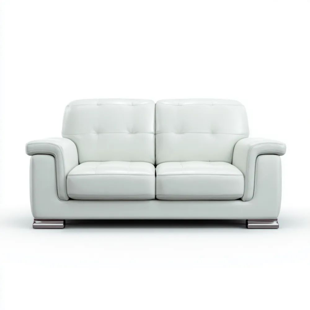 Divano a Due Posti Pelle Sintetica 150x90x80 cm - Bianco