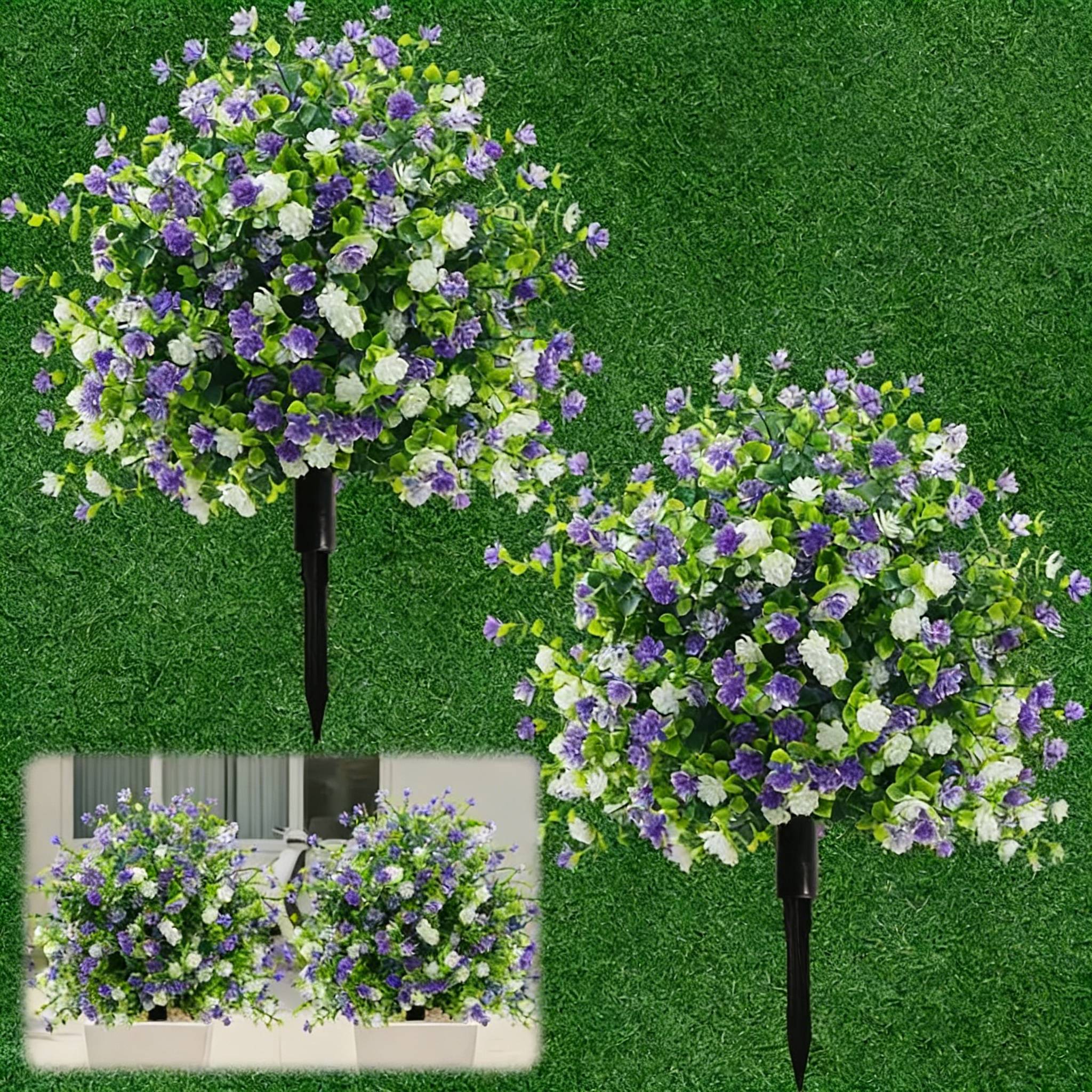 Artificial potted trees with ground stakes