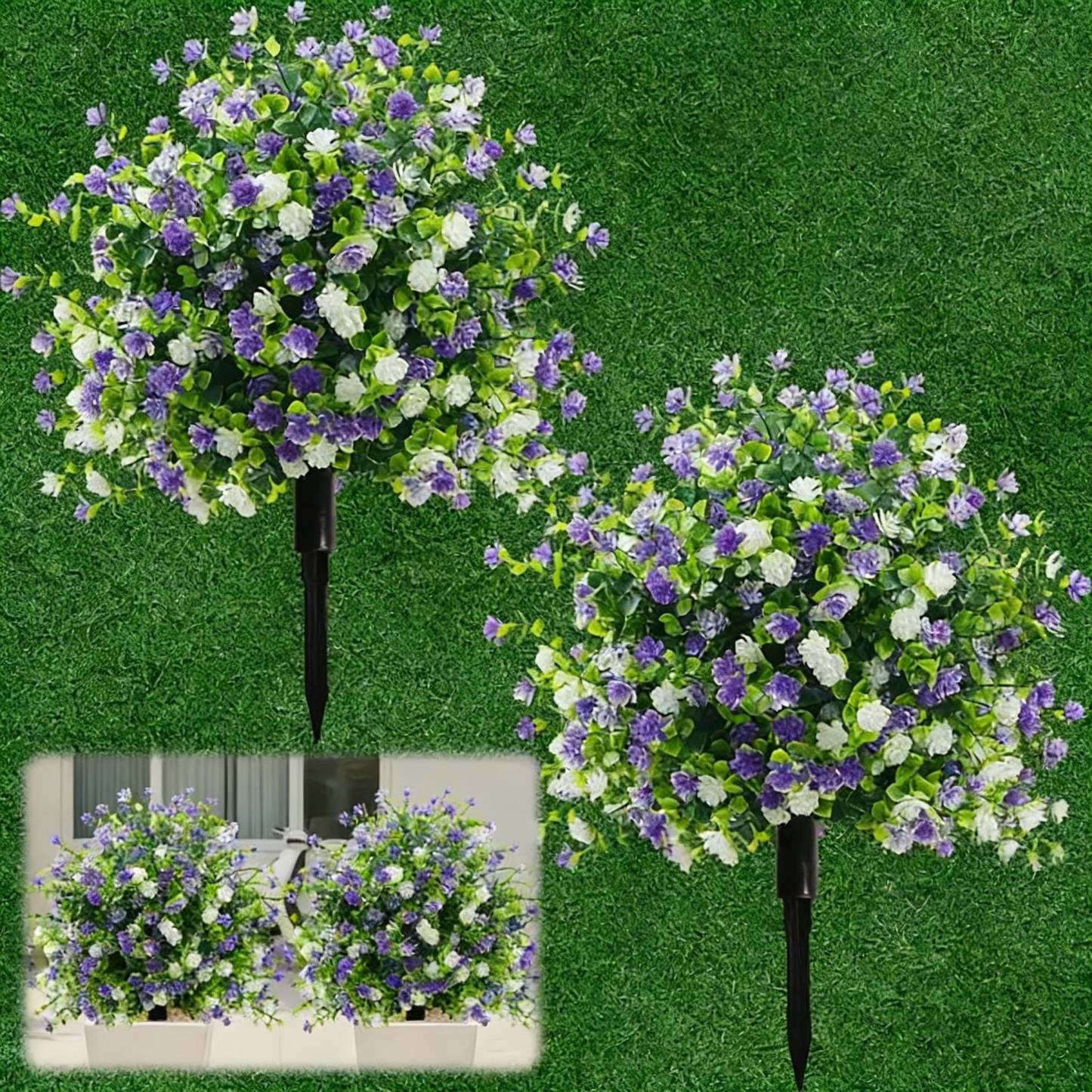 Artificial potted trees with ground stakes