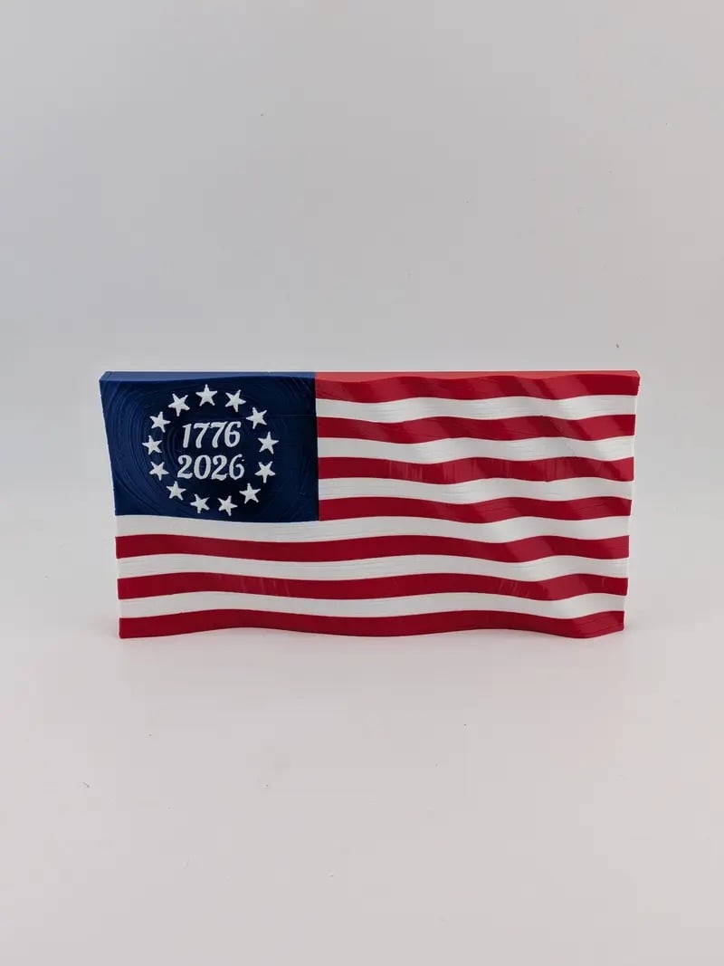 5.5" USA 250th Anniversary Articulated Waving Flag with Internal Magnets