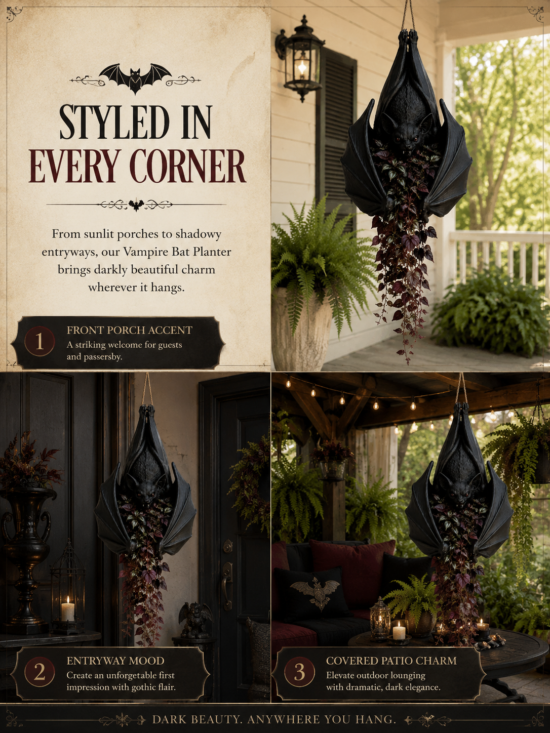 🦇 Gothic Creature Hanging Planter Collection