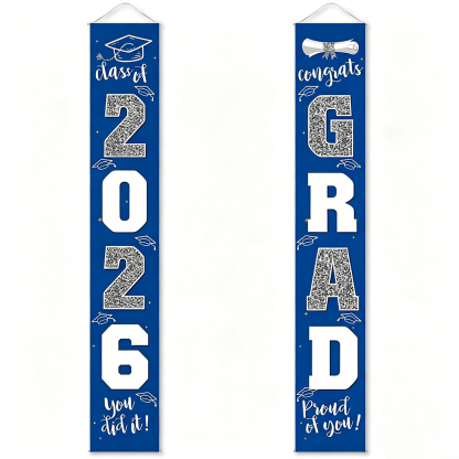 🔥LAST DAY 50% OFF -- 🎓Class of 2026 Graduation Banner | Congrats Grad Front Door Porch Decor for Graduation Party (✨Set of 2)