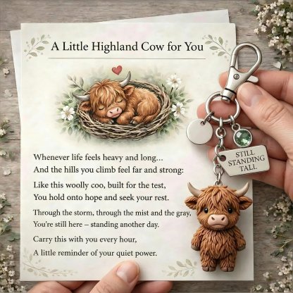 🐮A Little Highland Cow For You Keychain: Your Daily Reminder of Quiet Strength