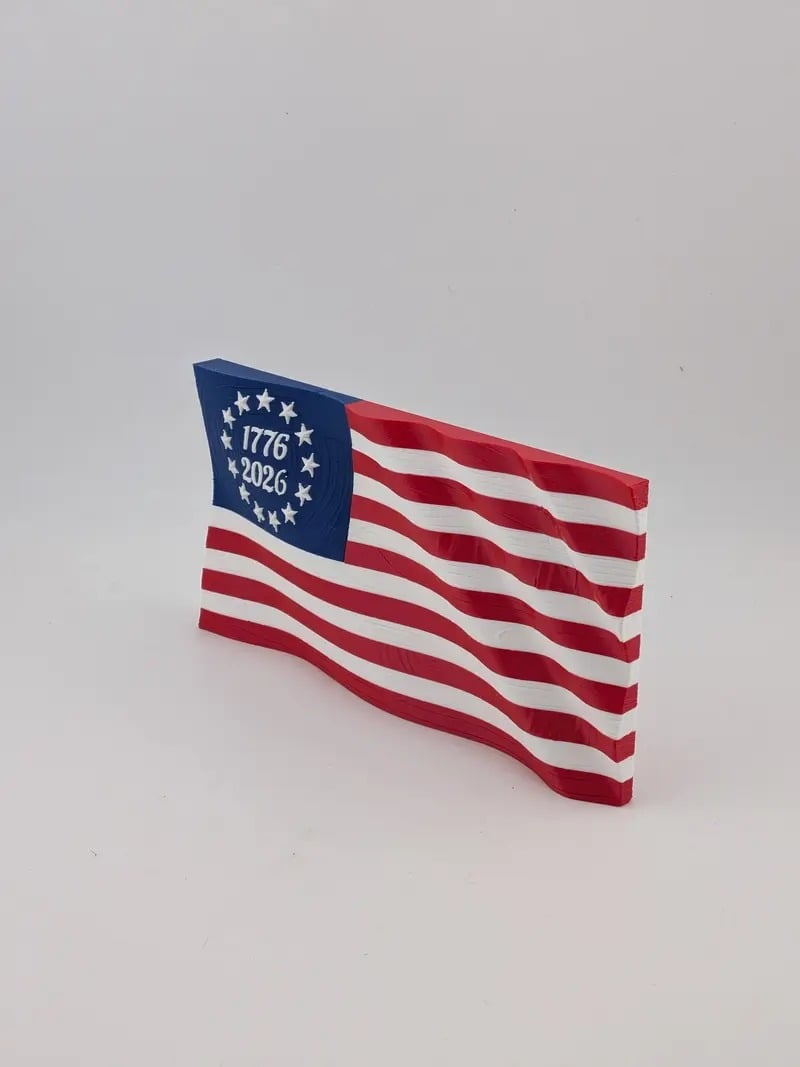 5.5" USA 250th Anniversary Articulated Waving Flag with Internal Magnets