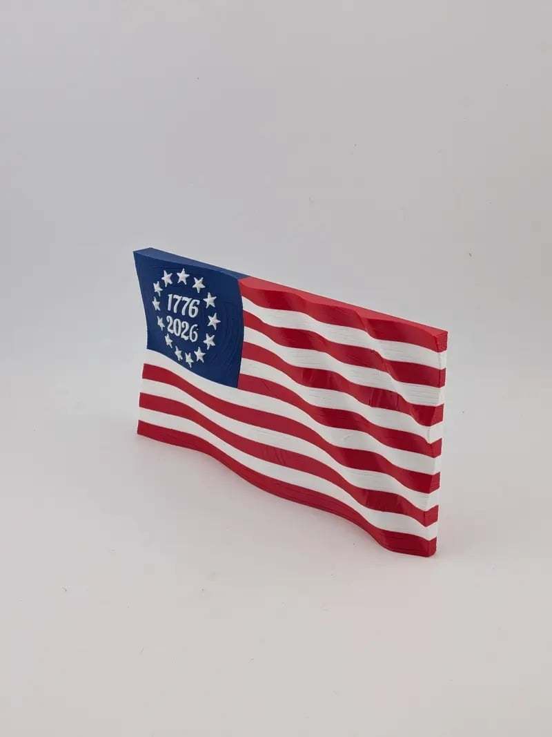 5.5" USA 250th Anniversary Articulated Waving Flag with Internal Magnets