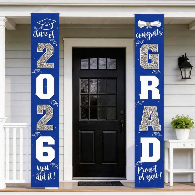 🔥LAST DAY 50% OFF -- 🎓Class of 2026 Graduation Banner | Congrats Grad Front Door Porch Decor for Graduation Party (✨Set of 2)