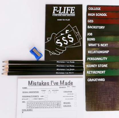 F-Life: A Game About Adulthood – Darkly Humorous Party Card Game for Adults, Life Simulation, Wealth Building, Retirement & Graveyard Revenge
