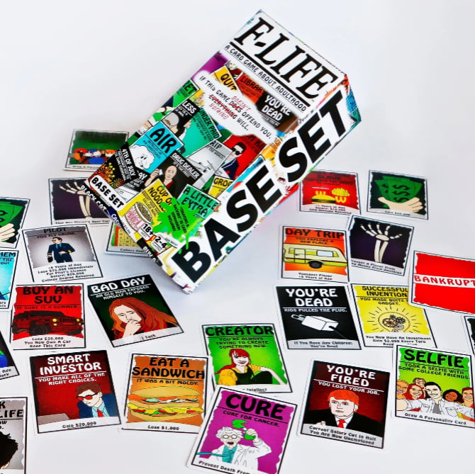 F-Life: A Game About Adulthood – Darkly Humorous Party Card Game for Adults, Life Simulation, Wealth Building, Retirement & Graveyard Revenge