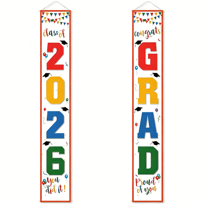 🔥LAST DAY 50% OFF -- 🎓Class of 2026 Graduation Banner | Congrats Grad Front Door Porch Decor for Graduation Party (✨Set of 2)