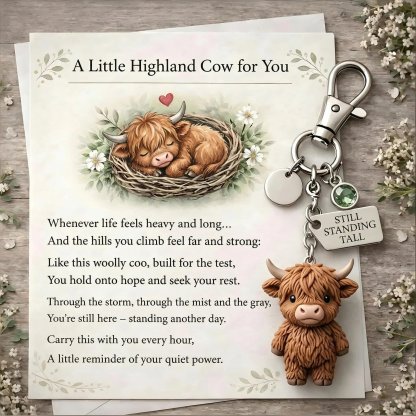 🐮A Little Highland Cow For You Keychain: Your Daily Reminder of Quiet Strength