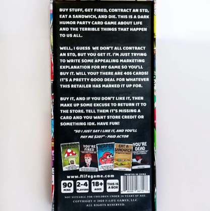 F-Life: A Game About Adulthood – Darkly Humorous Party Card Game for Adults, Life Simulation, Wealth Building, Retirement & Graveyard Revenge