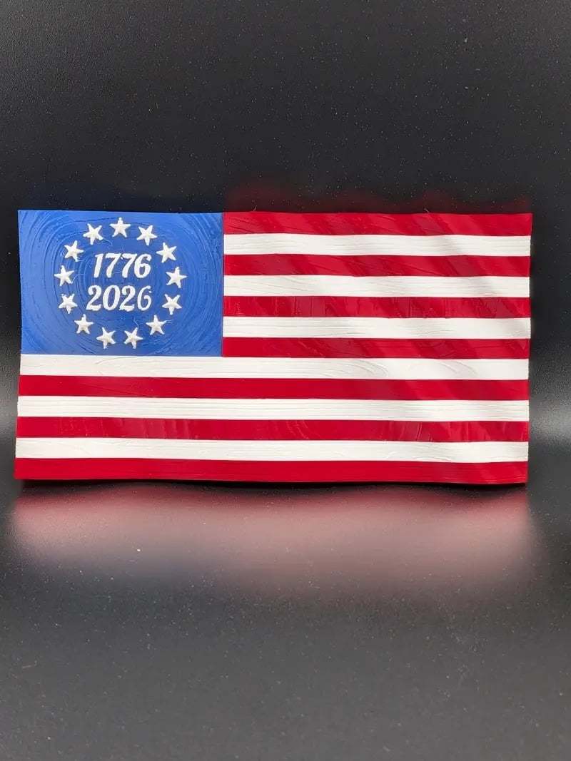 5.5" USA 250th Anniversary Articulated Waving Flag with Internal Magnets